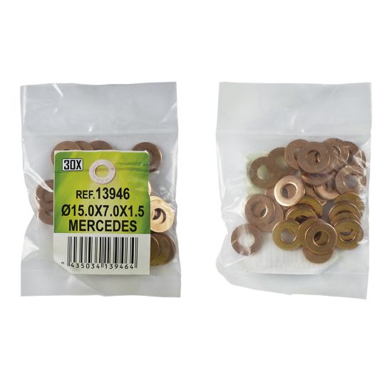 Imagem de SACO DE 30 ANILHAS DE COBRE PARA INYECTORES - 15.0X7.0X1.5 - MERCEDES (REF. 5346