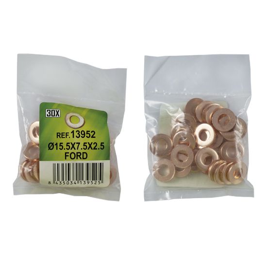 Imagem de SACO DE 30 ANILHAS DE COBRE PARA INYECTORES - 15.5X7.5X2.5  - FORD (REF. 53464)