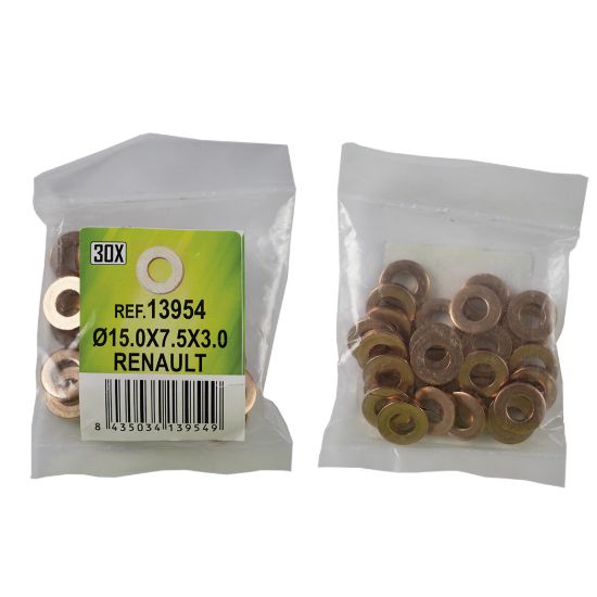 Imagem de SACO DE 30 ANILHAS DE COBRE PARA INYECTORES - 15.0X7.5X3.0 - RENAULT (REF. 53464