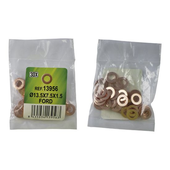 Imagem de SACO DE 30 ANILHAS DE COBRE PARA INYECTORES - 13.5X7.5X1.5 - FORD (REF. 53464)