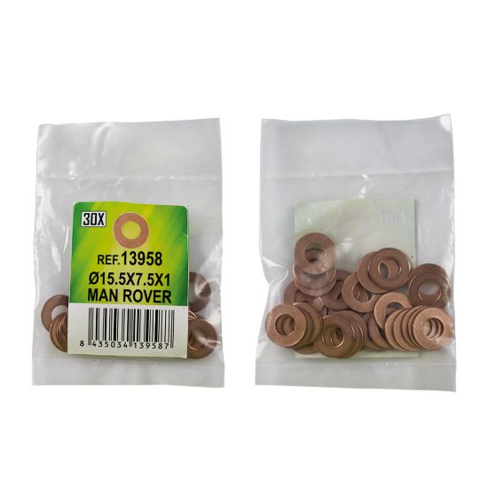 Imagem de SACO DE 30 ANILHAS DE COBRE PARA INYECTORES - 15.5X7.5X1 - MAN ROVER (REF. 53464