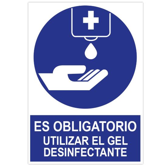 Imagem de POSTER CARTULINA  A3 CON "ES OBLIGATORIO UTILIZAR EL GEL DESINFECTANTE"