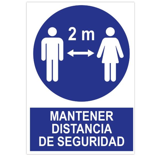 Imagem de POSTER CARTULINA  A3 CON "MANTENER LA DISTANCIA DE SEGURIDAD"
