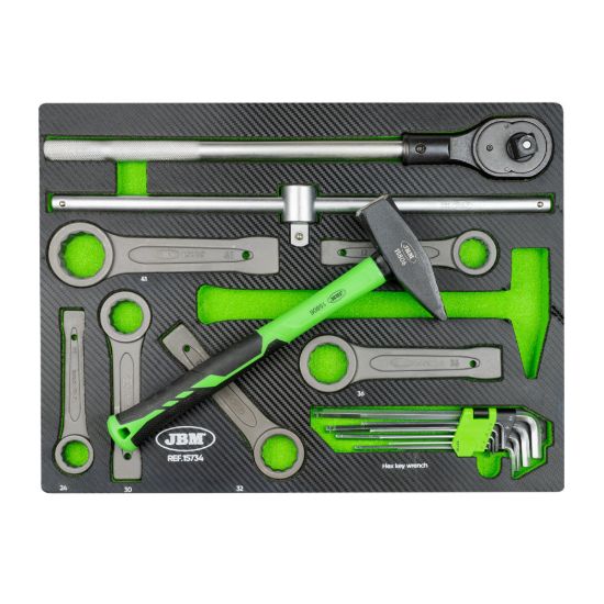 Imagem de MARTELO, PUNHO DE CATRACA E CHAVE DE PORCAS EM SUPORTE DE EVA