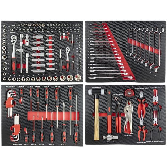 Imagem de SET DE 4 MÓDULOS EVA CARBONO PARA CARRO DE HERRAMIENTAS - ROJO