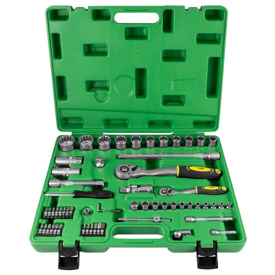 Imagem de CAIXA DE FERRAMENTAS DE 61 PEAcAS CHAVES SPLINE DE 1/4 E 1/2