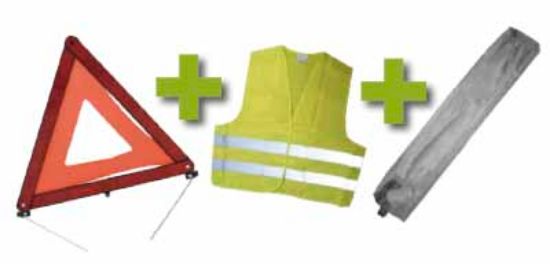 Imagem de KIT EMERGASNCIA ESTOJO DE CINZA MINI + COLETE REFLECTOR + TRIA‚NGULO DE SINALIZA