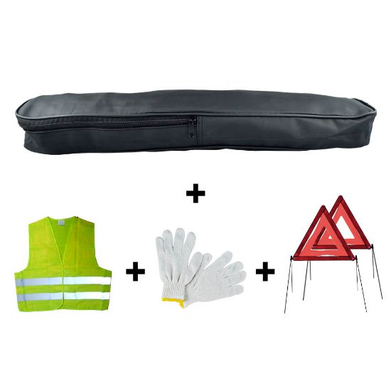 Imagem de KIT EMERGASNCIA ESTOJOPVC+2TRIA‚NGULO+COLETES+LUVAS