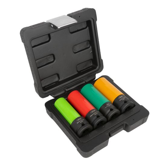 Imagem de CONJUNTO DE 4 CHAVES DE CAIXA DE IMPACTO PARA RODAS DE LIGA LEVE - 1/2