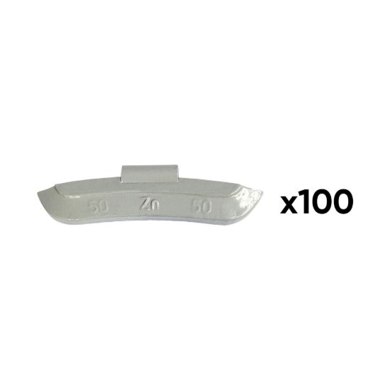 Imagem de CAJA DE 100 CONTRAPESAS ZINC GRAPA 50GR. ESPECIAL LLANTA UNIVERSAL