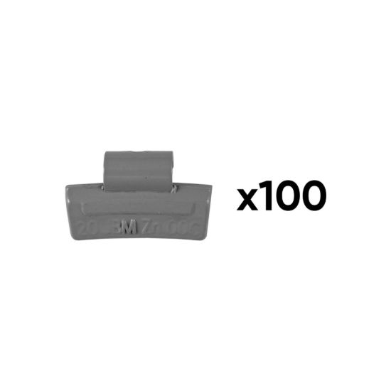 Imagem de CAJA DE 100 CONTRAPESAS ZINC GRAPA 20GR. ESPECIAL LLANTA ALEACIÓN