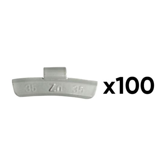Imagem de CAJA DE 100 CONTRAPESAS ZINC GRAPA 35GR. ESPECIAL LLANTA ALEACIÓN