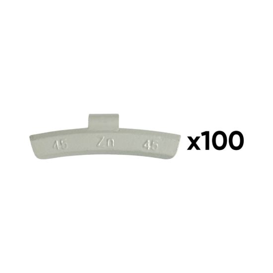 Imagem de CAJA DE 100 CONTRAPESAS ZINC GRAPA 45GR. ESPECIAL LLANTA ALEACIÓN