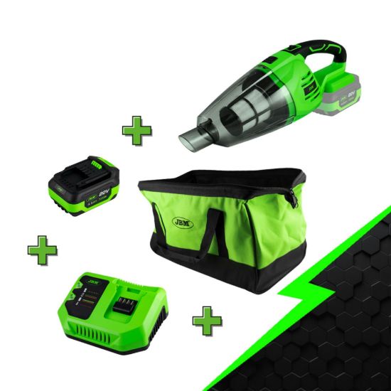 Imagem de PROMO ELÉCTRICA CON ASPIRADOR 60001 + BATERÍA 4.0AH + CARGADOR 20V + BOLSA PARA HERRAMIENTAS