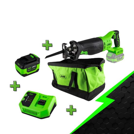 Imagem de PROMO ELÉCTRICA CON SIERRA DE SABLE + BATERÍA 6.0AH + CARGADOR 20V + MOCHILA 