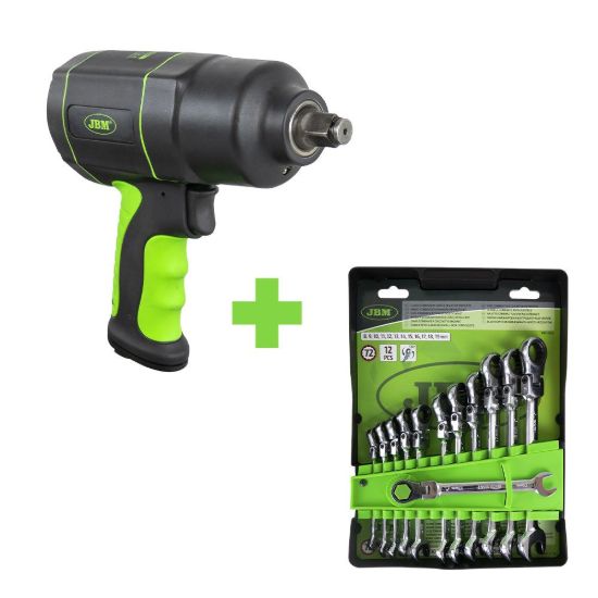 Imagem de SERIE375: X10 SET DE 12 LLAVES COMBINADAS 51318 + X10 PISTOLA DE IMPACTO 1/2" 1200NM 53608
