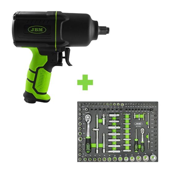 Imagem de PROMO PISTOLA DE IMPACTO 1/2" 1650NM 53726 + MÓDULO 108 PIEZAS CON VASOS HEXAGONALES 14296