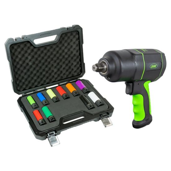 Imagem de 53988 KIT DE 10 VASOS IMPACTO DE 1/2" + 53608 PISTOLA DE IMPACTO 1/2" 1200NM