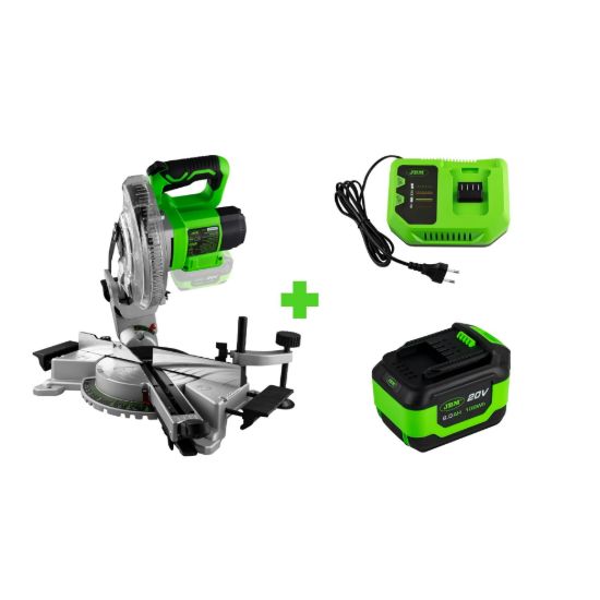 Imagem de 60022 INGLETADORA  A BATERÍA  + 60015 BATERÍA LI-ION 6.0AH + 60016 CARGADOR 20V - 4A