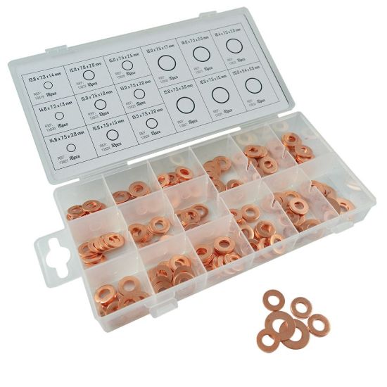 Imagem de 54391 COMPROBADOR DE INYECTORES DIESEL + 53229 ESTUCHE DE ARANDELAS DE COBRE PARA INYECTOR 150 PCS
