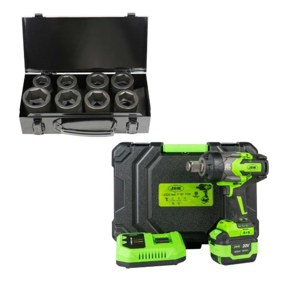 Imagem de 60050C PISTOLA DE IMPACTO BRUSHLESS A BATERÍA 1" 2300NM CON MALETÍN + 52348 SET DE 8 VASOS