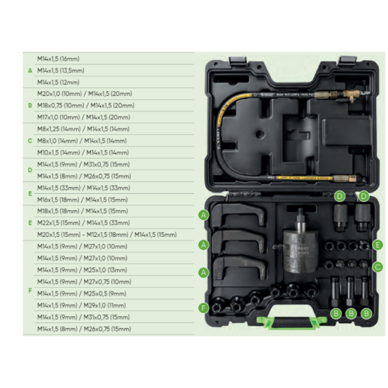 Imagem de Extrator pneumático para injetores de combustivel com adaptadores e garras de extração