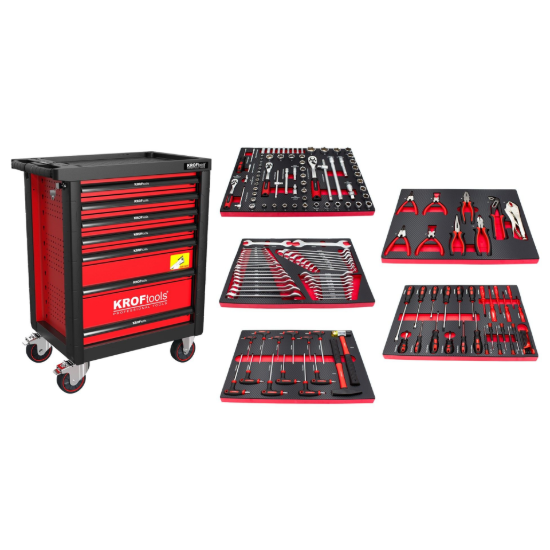Imagem de Carro de Ferramentas Vermelho, 7 gavetas e 160 peças