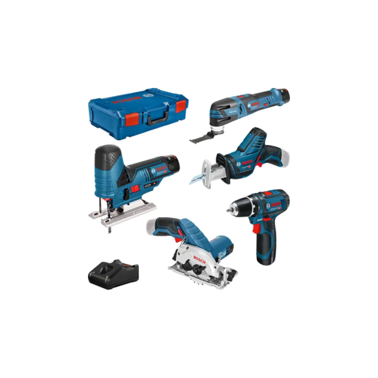 Imagem de Kit 5 Ferramentas: GSR 12V-15 + GST 12V-70 + GOP 12V-28 + GKS 12V-26 + GSA 12V-14 + 3x GBA 3.0Ah + GAL 12V-40 + XL-Boxx