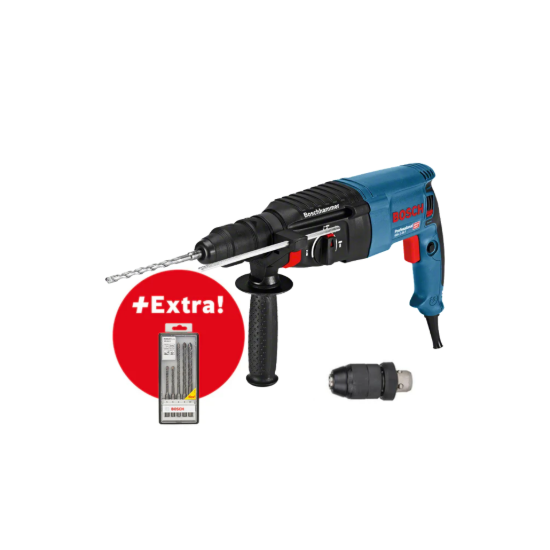 Imagem de GBH 2-26 F Martelo perfurador SDS plus de 830W e 2,7J + L-Case + Bucha rápida + 5 brocas SDS plus