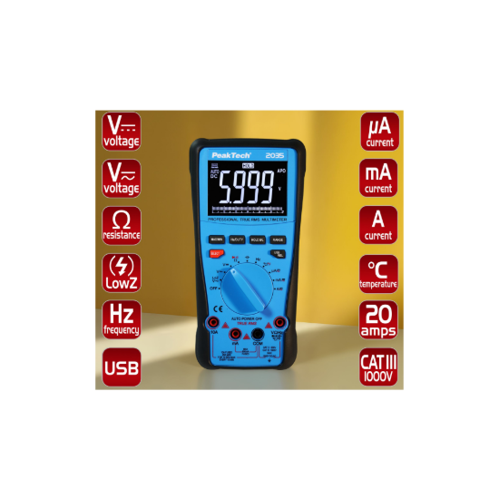 Picture of Multímetro Digital True RMS 1000V 6000 contagens com USB