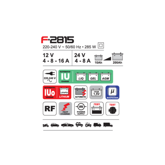 Imagem de Carregador baterias automático Ferve, F-2815 - 12/24V - 10 a 200Ah