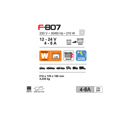 Picture of Carregador de baterias Ferve, F-807 - 12V/24V - 4 a 8A