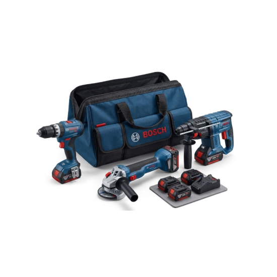 Imagem de Kit Pro 5 ferramentas GBH 18V-21 + GSB 18V-45 + GWS 18V-10(125mm) + 2x5Ah + 5.5Ah ProCORE + Malote