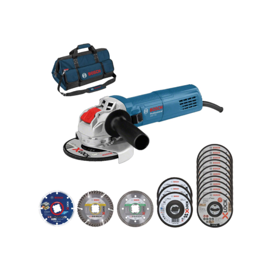 Imagem de GWX 750-115 Rebarbadora 750W disco  Ø115mm X-Lock + malote + discos Inox, Lamelas, Diamante