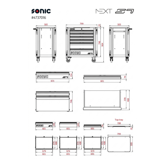 Picture of Carro de ferramenta SONIC S7 de 140 peças